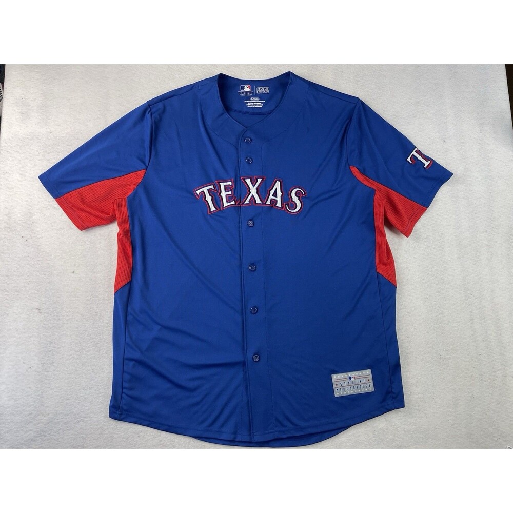 Texas Rangers Jersey Men’s XL Blue TX3 Cool MLB Button Up Genuine Merch